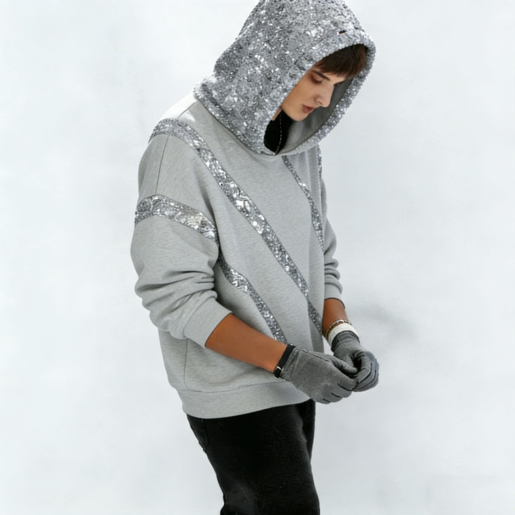 Sparkly Sequin Hoodie - Loose-Fit Fashion Sweatshirt