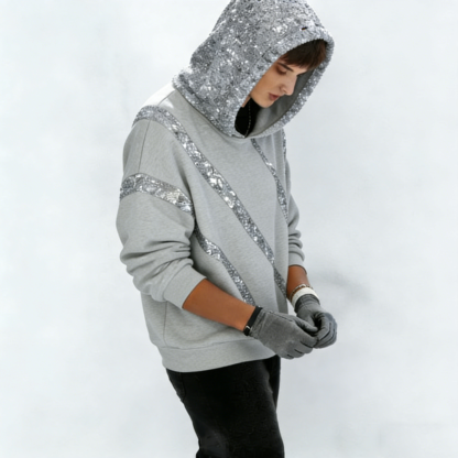 Sparkly Sequin Hoodie - Loose-Fit Fashion Sweatshirt