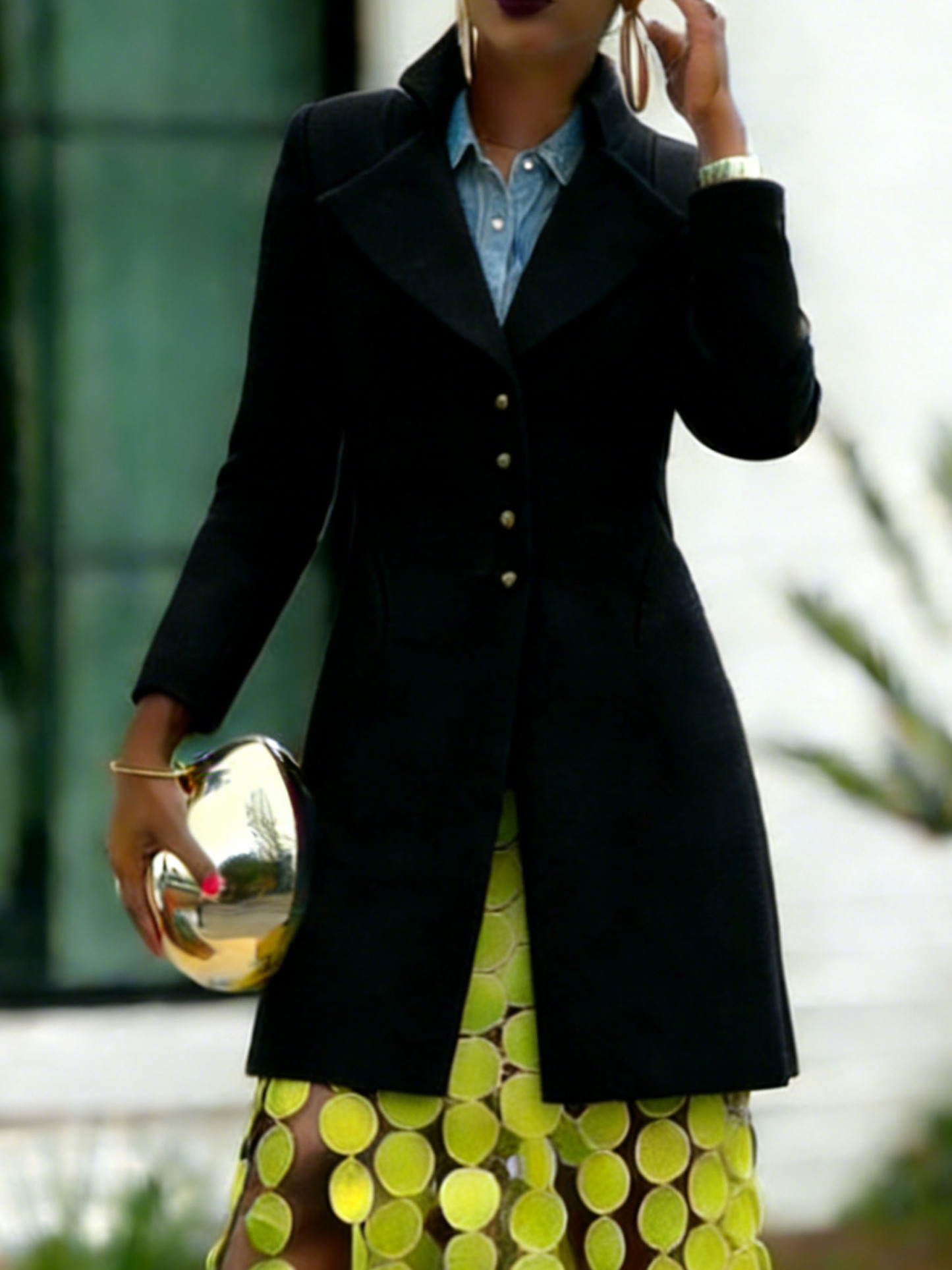 [Copy]Women's Mustard Coat, Elegant Lapel Single-Breasted Mid-Length Overcoat, Vintage European Street Style, Slim-Fit Dressy Outerwear with Button Detail, Flattering Silhouette for FalWinter Fal & shion