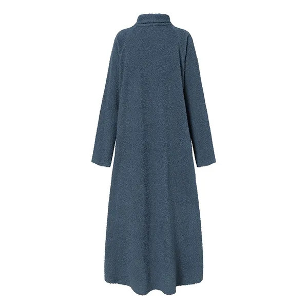 Plush Casual Solid Color Turtleneck Dress