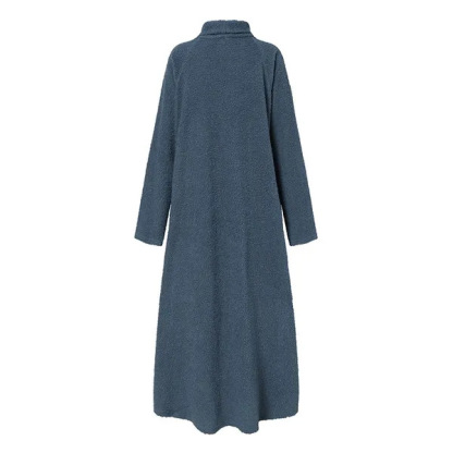 Plush Casual Solid Color Turtleneck Dress