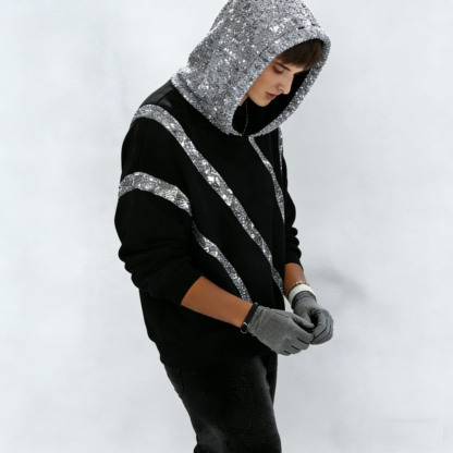 Sparkly Sequin Hoodie - Loose-Fit Fashion Sweatshirt