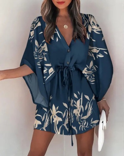 V Neck Tie Casual Resort Dress