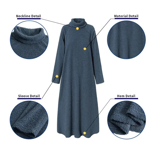 Plush Casual Solid Color Turtleneck Dress
