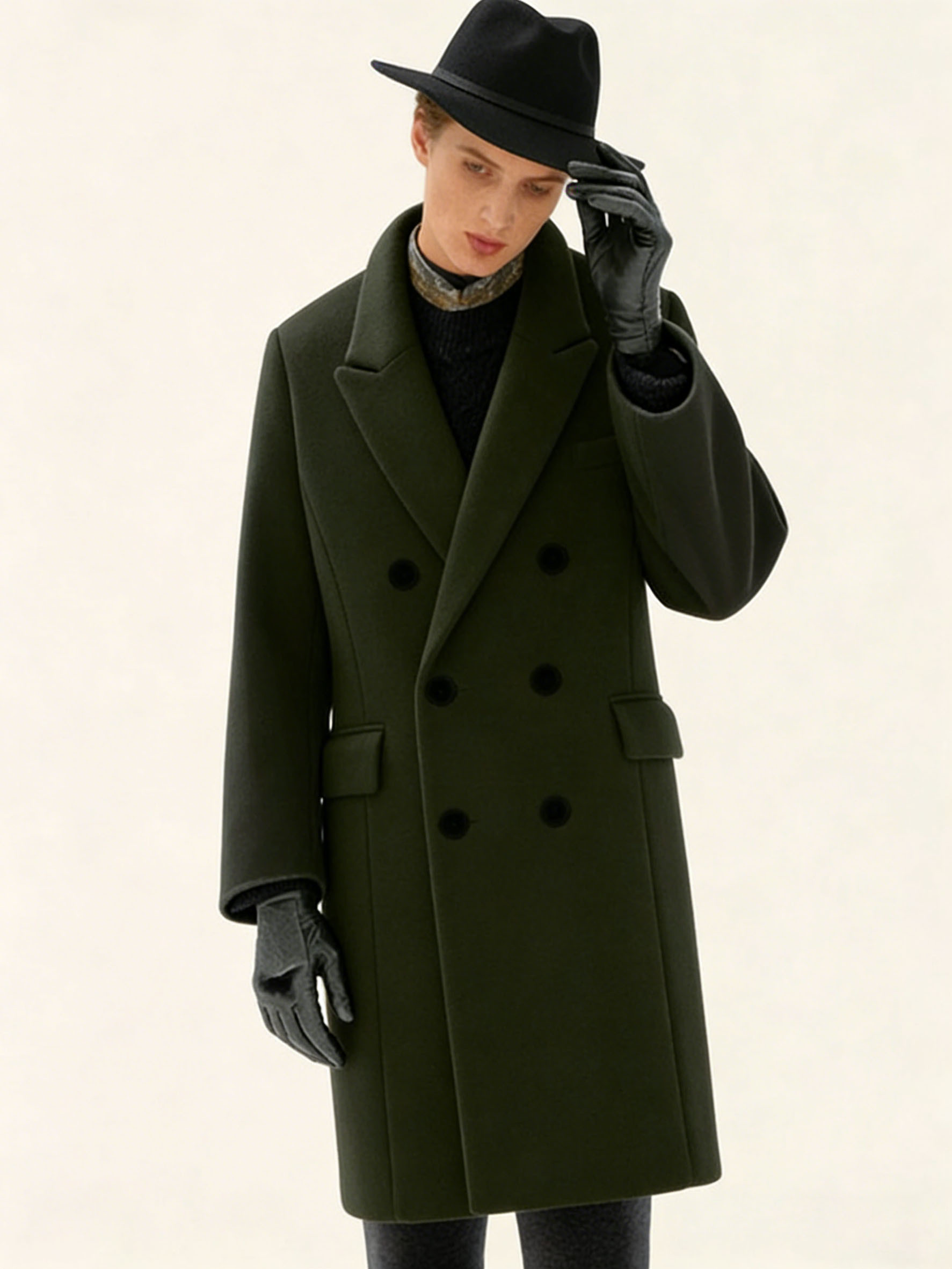 Women's Double Breasted Coat Mid-Length Trench Coat Winter Fashion Outerwear
