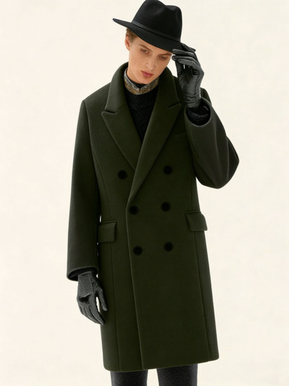 Women's Double Breasted Coat Mid-Length Trench Coat Winter Fashion Outerwear