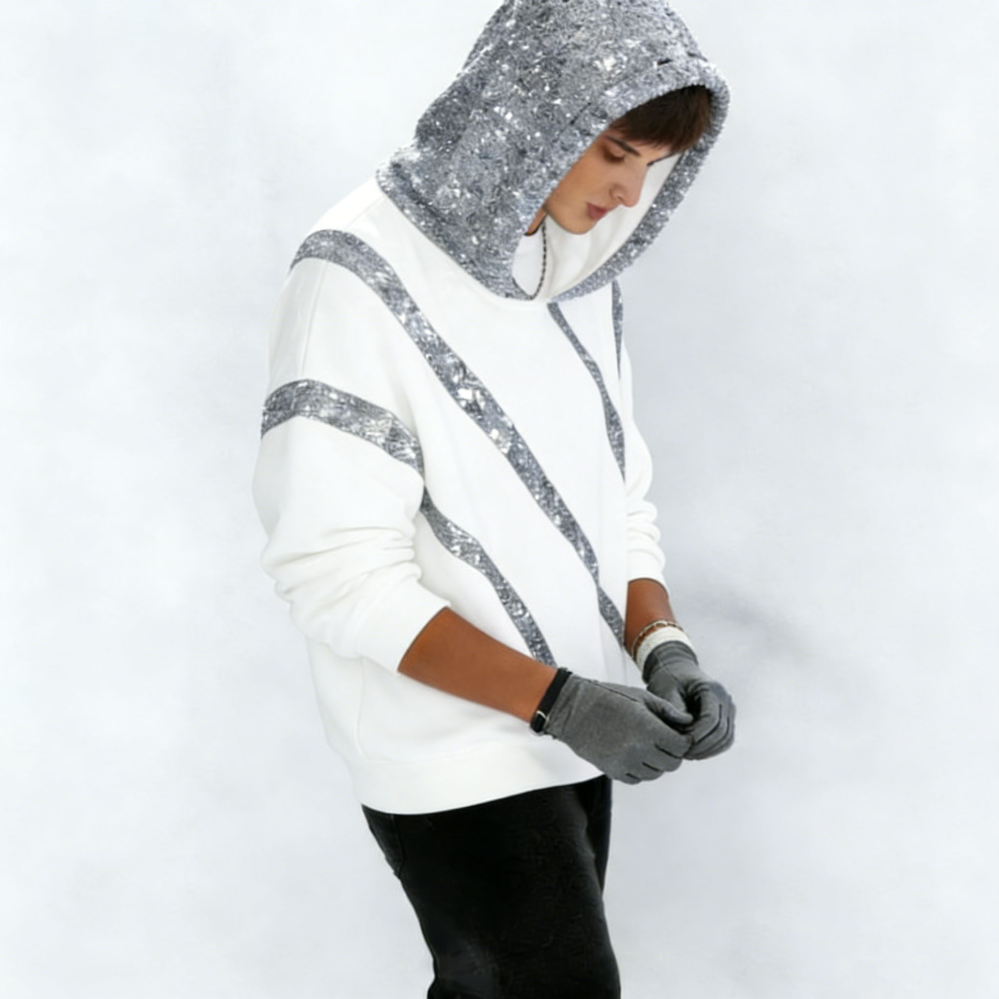 Sparkly Sequin Hoodie - Loose-Fit Fashion Sweatshirt