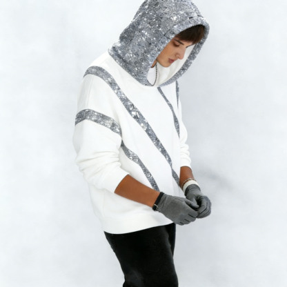 Sparkly Sequin Hoodie - Loose-Fit Fashion Sweatshirt