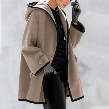 Fashion Hooded Solid Color Coat