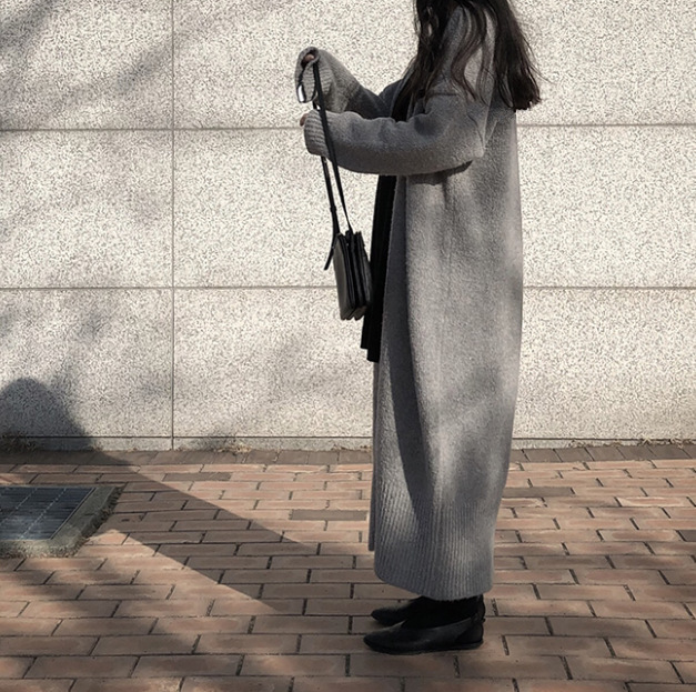 Long Knit Cardigan Over Knee Loose Sweater Jacket