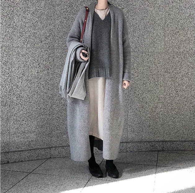 Long Knit Cardigan Over Knee Loose Sweater Jacket