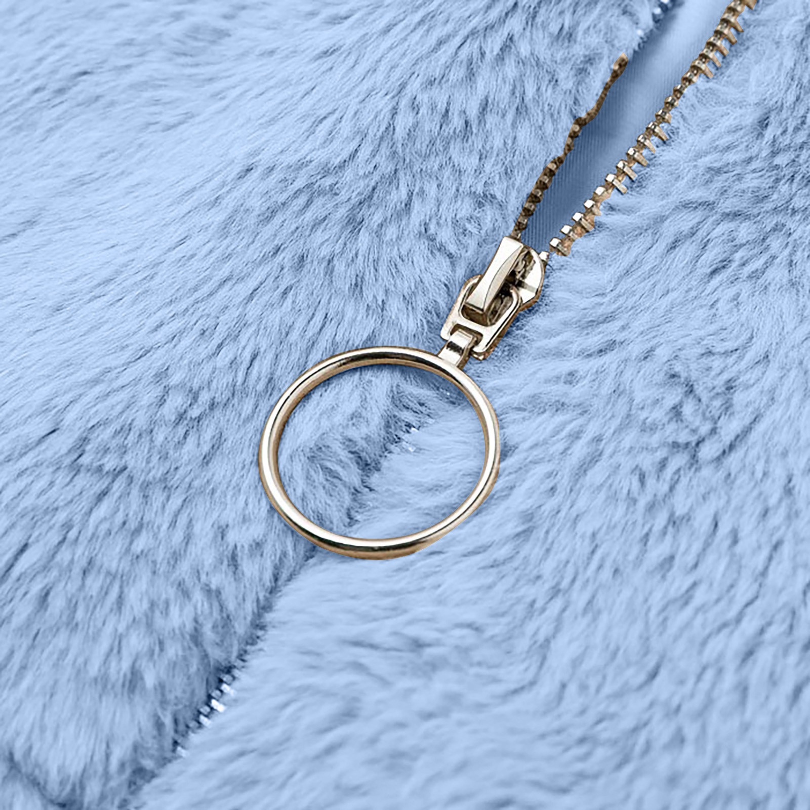 Faux Fur Zip Cardigan Warm Plush Jacket