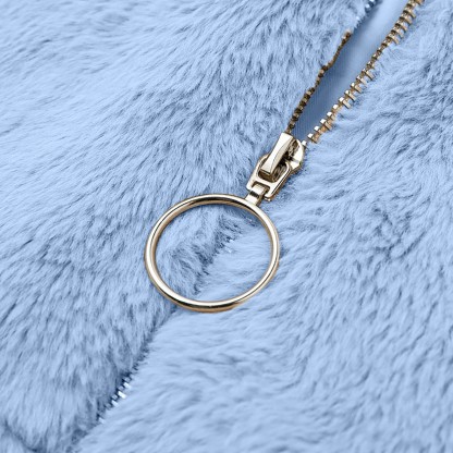 Faux Fur Zip Cardigan Warm Plush Jacket