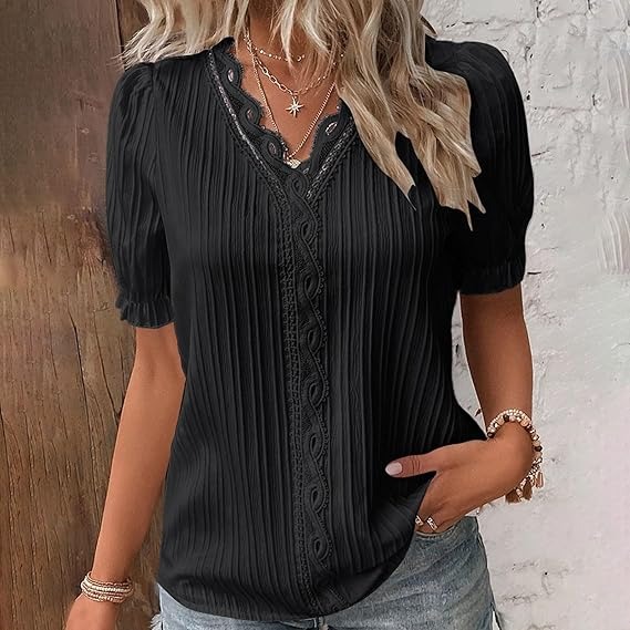 Summer Vacation Fashion Hollow Short Sleeve Women's Shirt