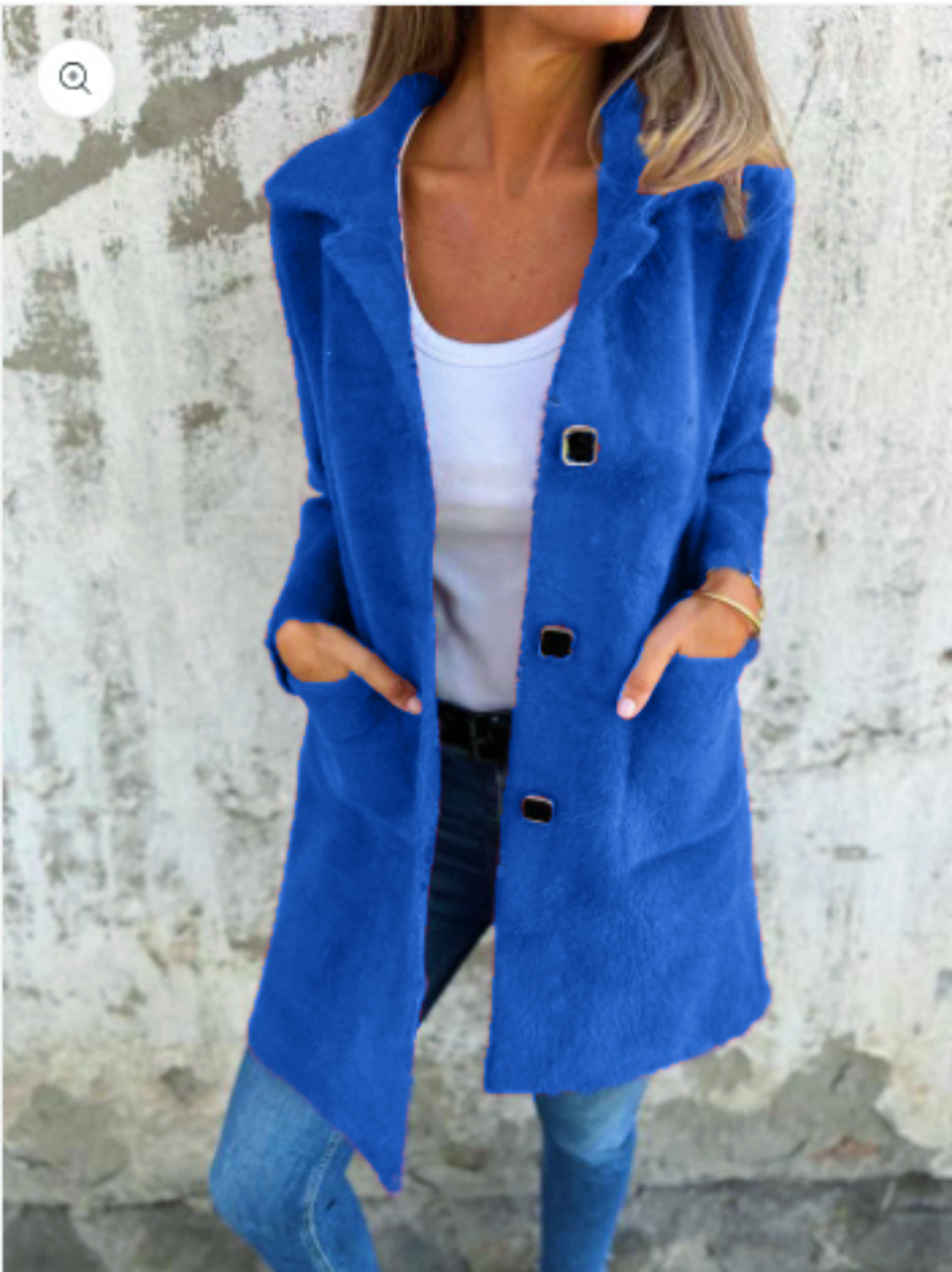 Women's Solid Color Lapel Pocket Cardigan - Single-Breasted Mid-Length Coat (Available in Blue, Camel, Apricot, Coffee, Orange, Pink, Black, Gray)