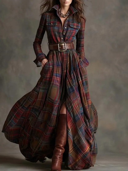 Plaid Belted Maxi Shirt Dress – Your New Winter Favorite
