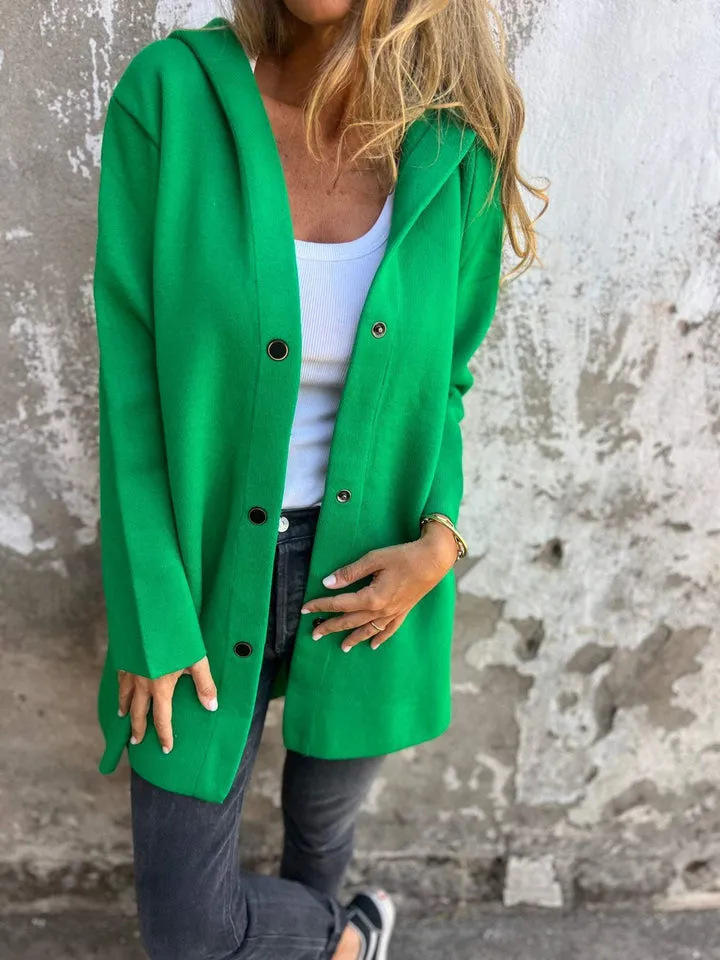 Women's Fashion Long Sleeve Solid Color Coat - Stylish Casual Outerwear (Available in Light Gray, Green, Orange, Black, Red, Deep Pink, Chocolate, Dark Blue, Brown, Peacock Green)