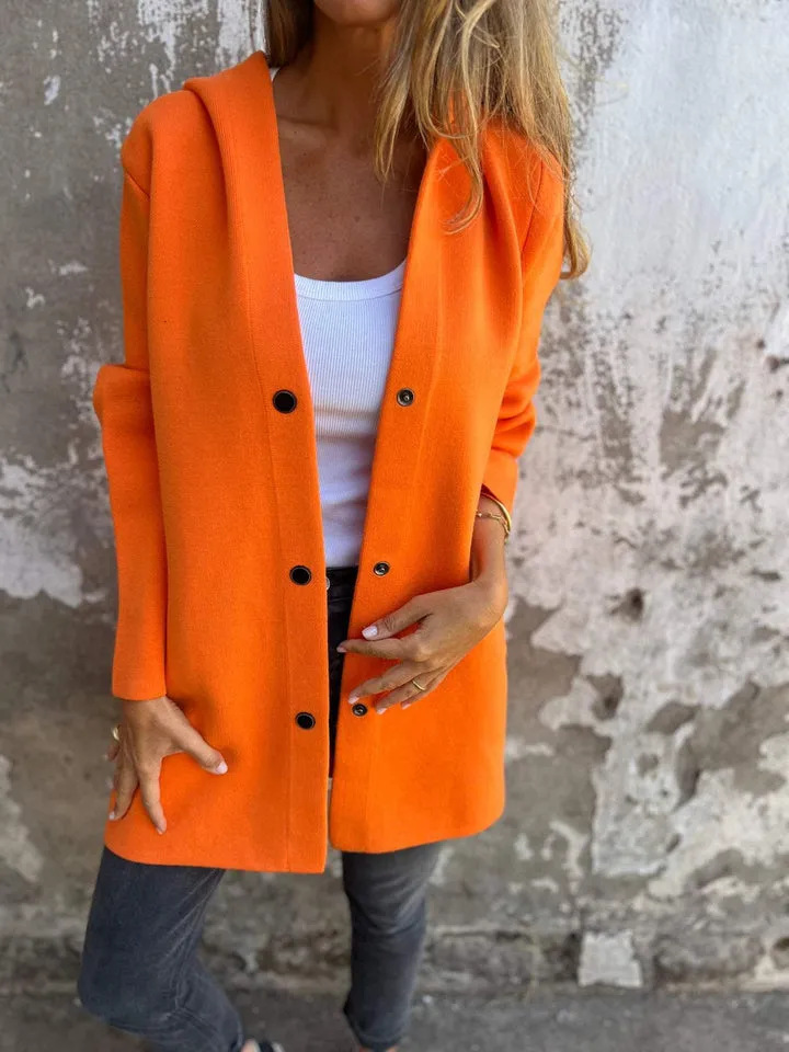 Women's Fashion Long Sleeve Solid Color Coat - Stylish Casual Outerwear (Available in Light Gray, Green, Orange, Black, Red, Deep Pink, Chocolate, Dark Blue, Brown, Peacock Green)
