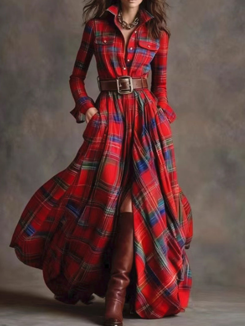 Plaid Belted Maxi Shirt Dress – Your New Winter Favorite