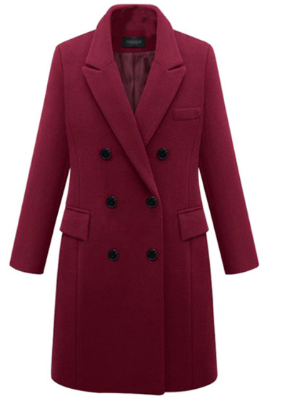 Women's Double Breasted Coat Mid-Length Trench Coat Winter Fashion Outerwear