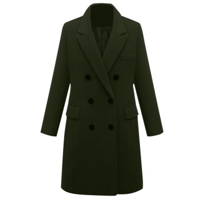 Women's Double Breasted Coat Mid-Length Trench Coat Winter Fashion Outerwear