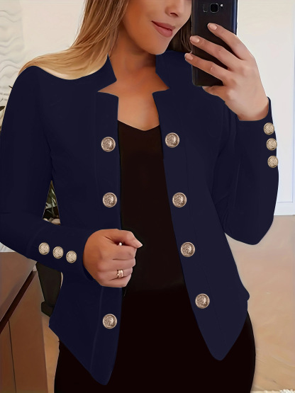 Women's Fashionable Double-Button Cardigan with Cuff Buttons