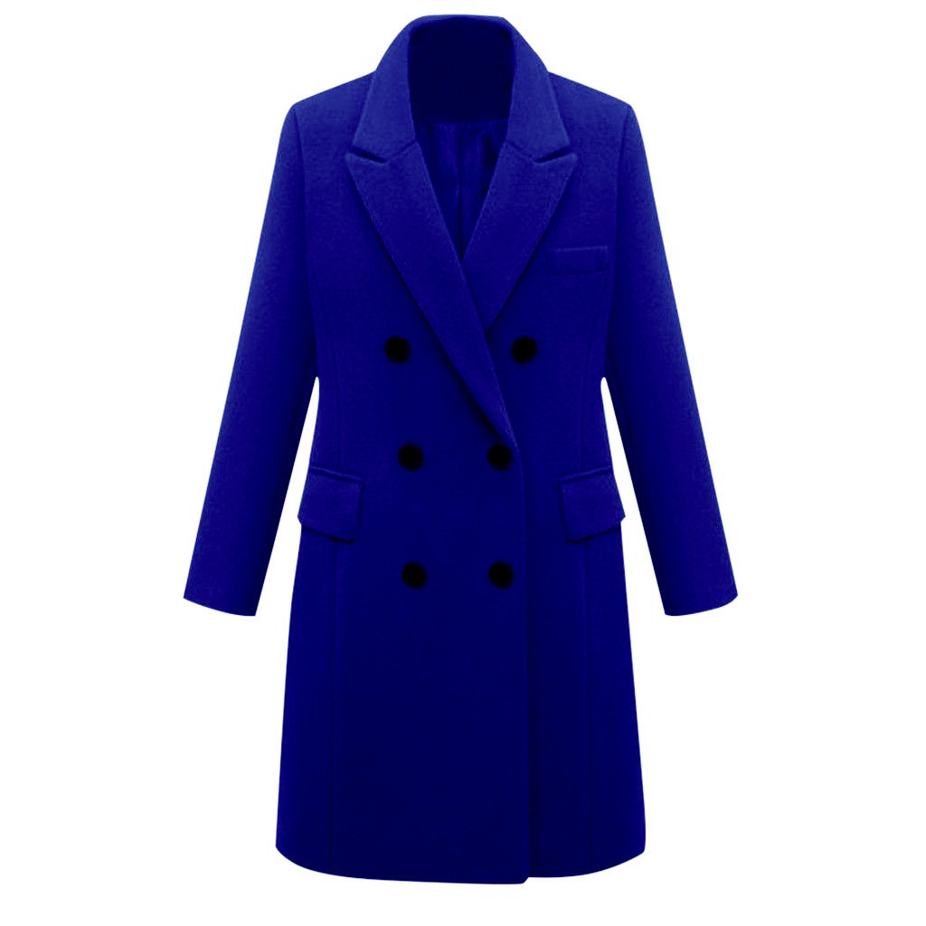 Women's Double Breasted Coat Mid-Length Trench Coat Winter Fashion Outerwear