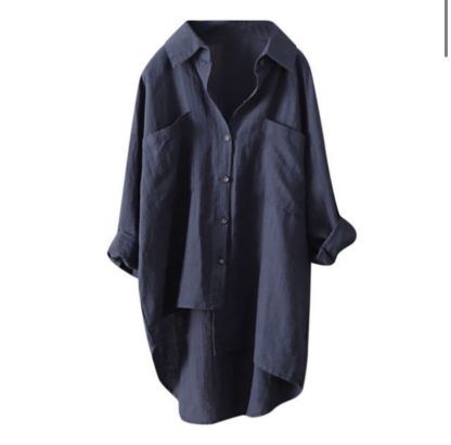 Women's Linen-Cotton Oversized Tunic Shirt - Loose Fit Long Sleeve Button-Down Blouse (Multi-Color Options)