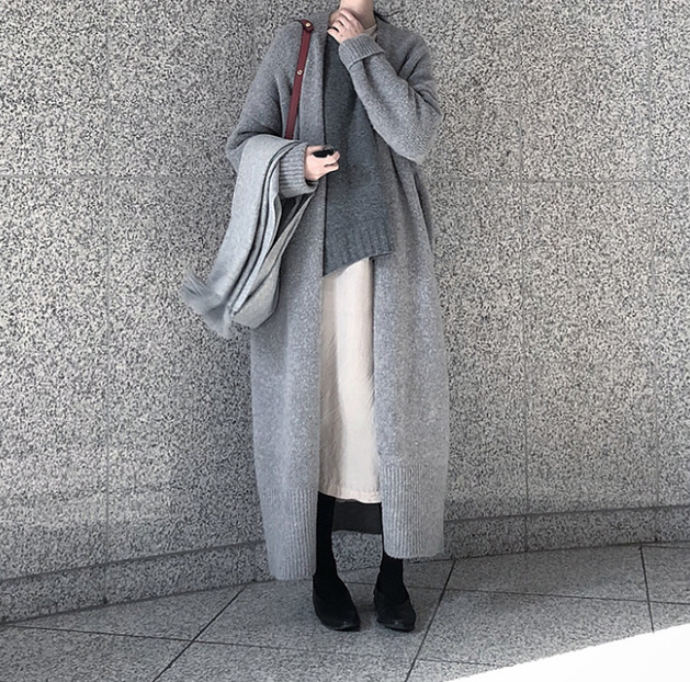 Long Knit Cardigan Over Knee Loose Sweater Jacket
