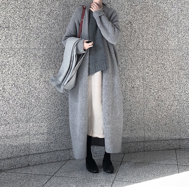 Long Knit Cardigan Over Knee Loose Sweater Jacket