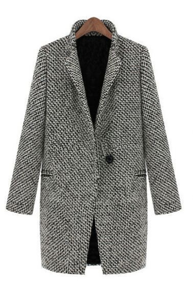 Women's Houndstooth Coat Slim Fit Coat