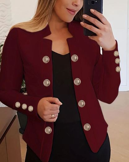 Women's Fashionable Double-Button Cardigan with Cuff Buttons