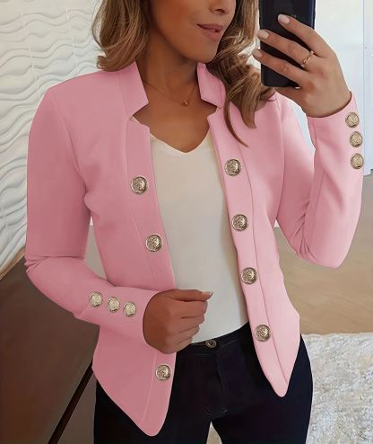 Women's Fashionable Double-Button Cardigan with Cuff Buttons