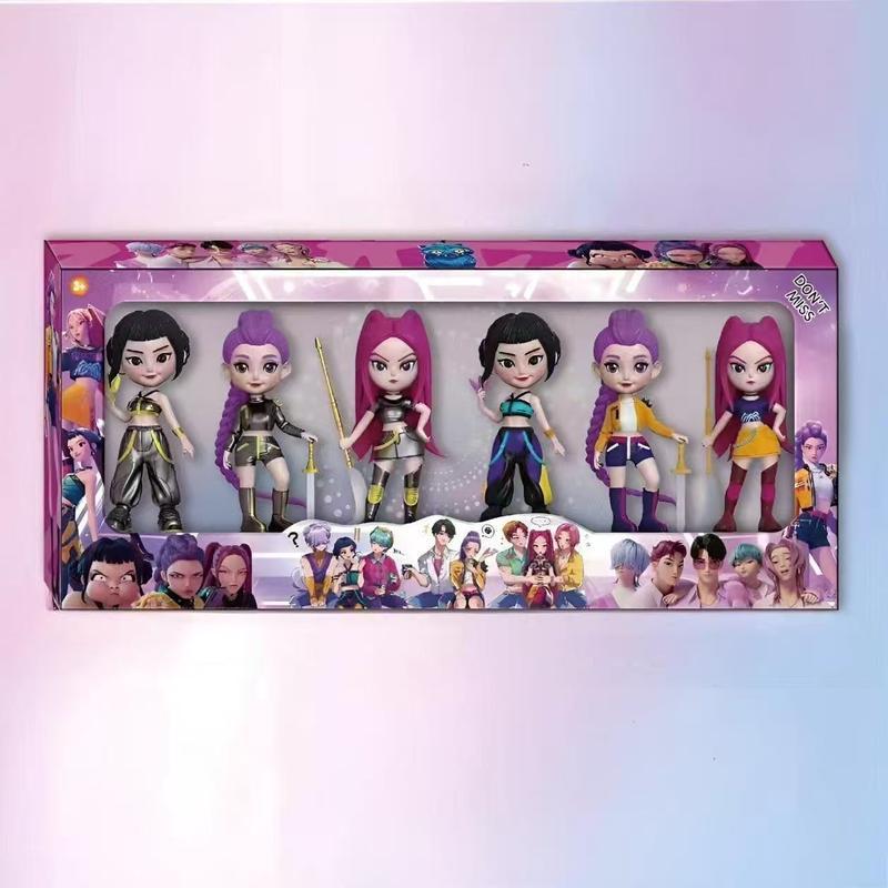 Zestaw 6 figurek akcji K-Pop Handheld Series w pudełku prezentowym, wyjątkowa odzież i akcesoria