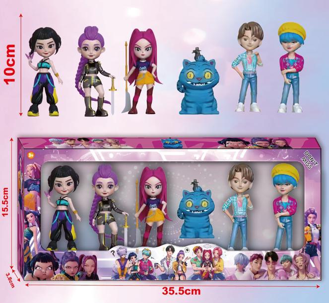 Zestaw 6 figurek akcji K-Pop Handheld Series w pudełku prezentowym, wyjątkowa odzież i akcesoria