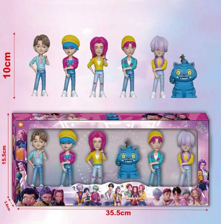 Zestaw 6 figurek akcji K-Pop Handheld Series w pudełku prezentowym, wyjątkowa odzież i akcesoria