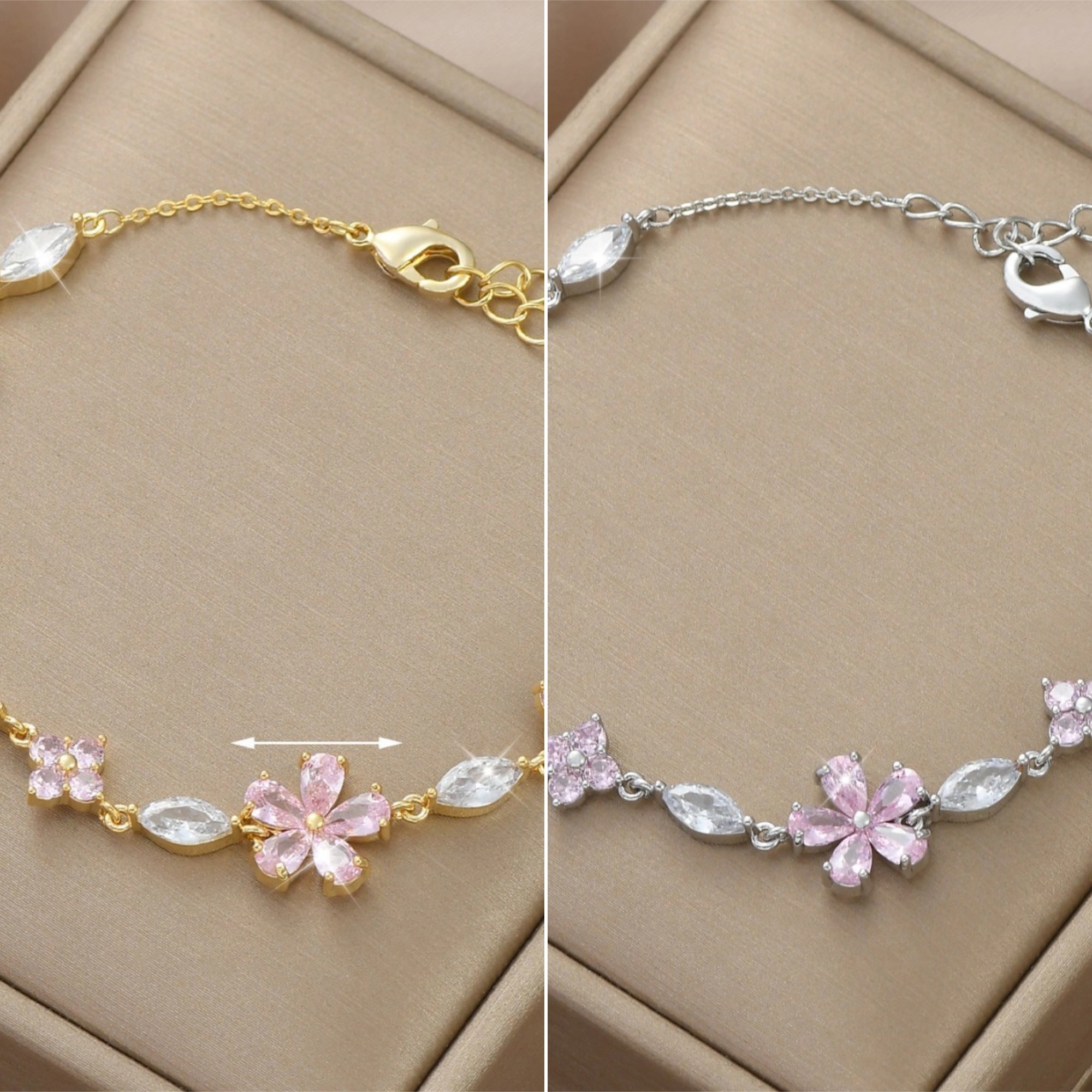✨Női karkötő virágos csillogással