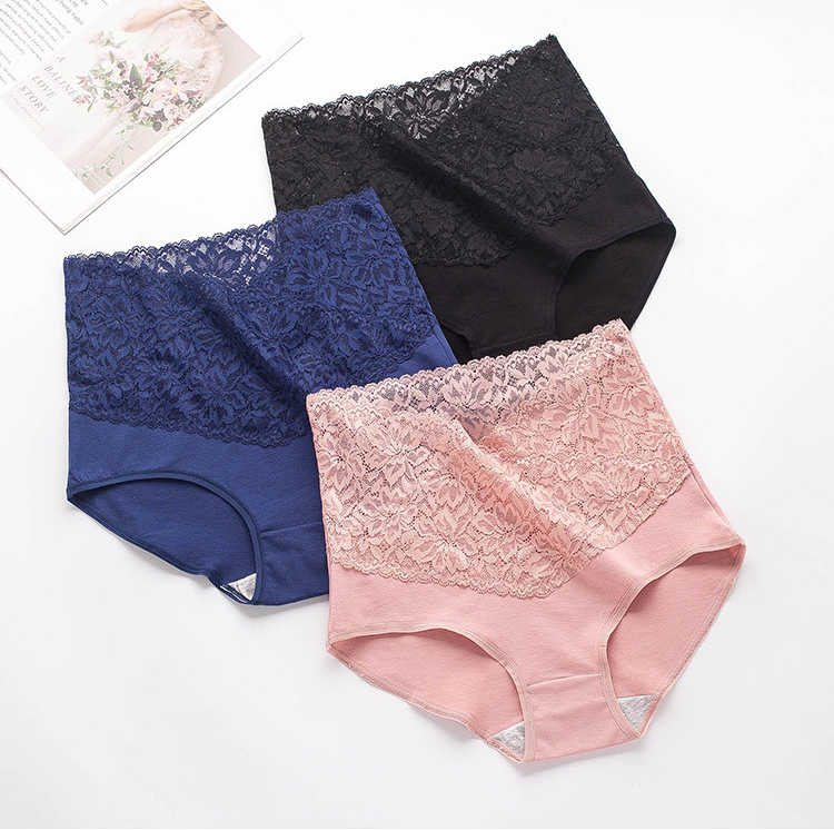 🥰✨【6 db-os csomag】🔥🩲 Magas derekú antibakteriális pamut csipkés bugyi