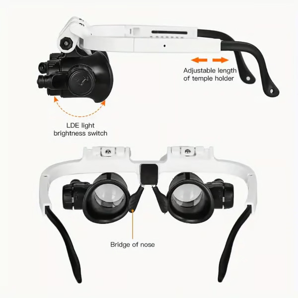 🎁👓8x 15x 23x Fejre Való Nagyító LED-es Fejpánttal