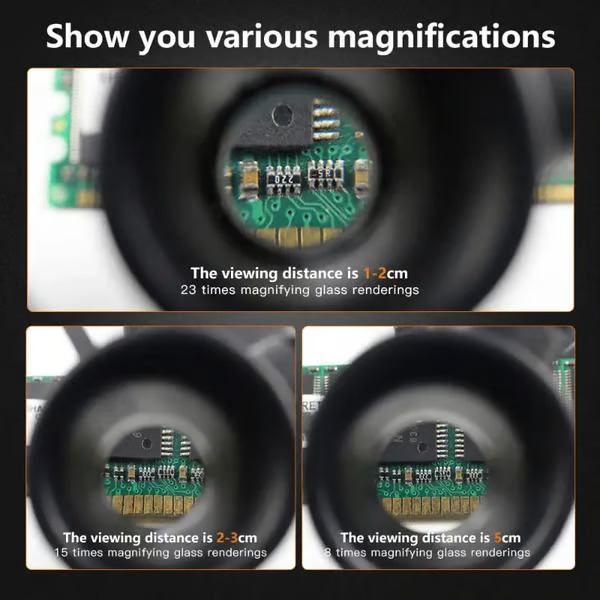 🎁👓8x 15x 23x Fejre Való Nagyító LED-es Fejpánttal