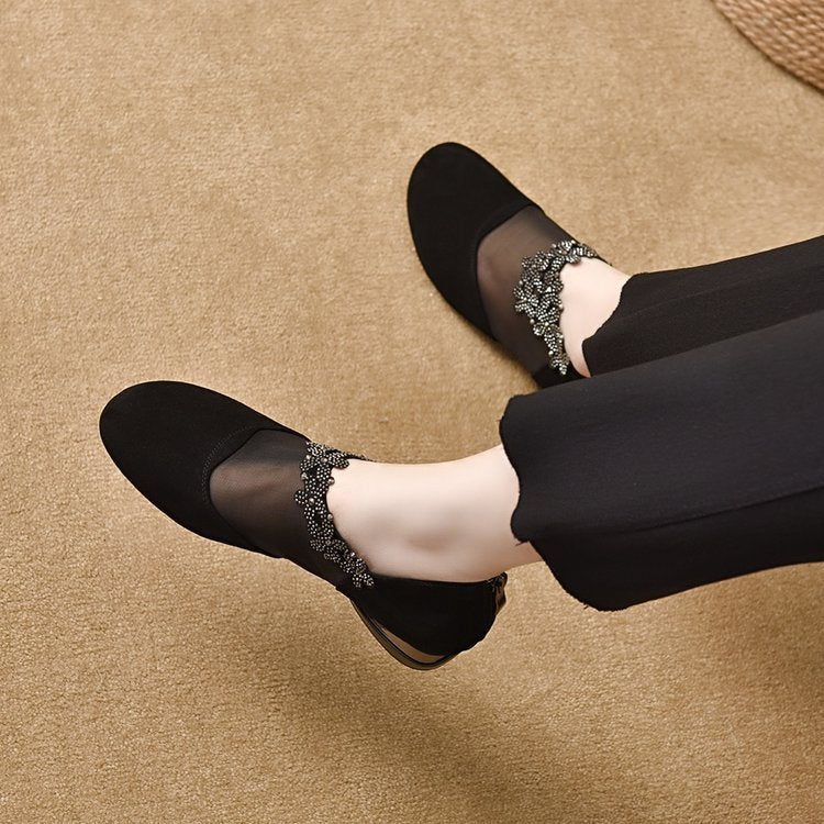 【50% OFF】🔥✨【35-40】🏆2026 új üreges hálós éksarkú puha talpú női magassarkú