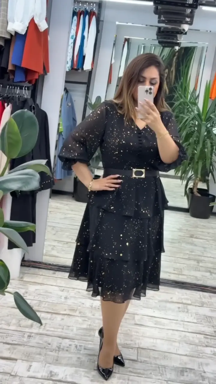💞[S-5XL]Висококачествена шифонена рокля