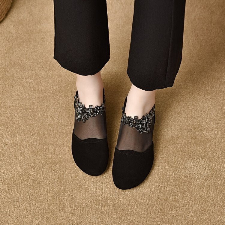 【50% OFF】🔥✨【35-40】🏆2026 új üreges hálós éksarkú puha talpú női magassarkú