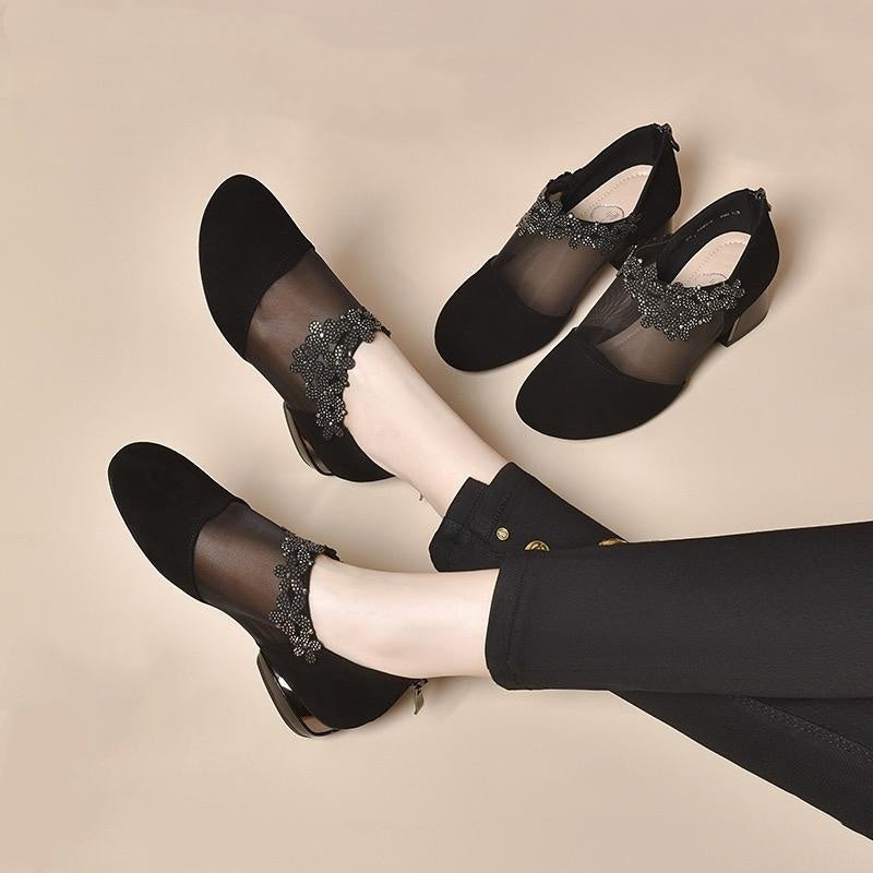 【50% OFF】🔥✨【35-40】🏆2026 új üreges hálós éksarkú puha talpú női magassarkú