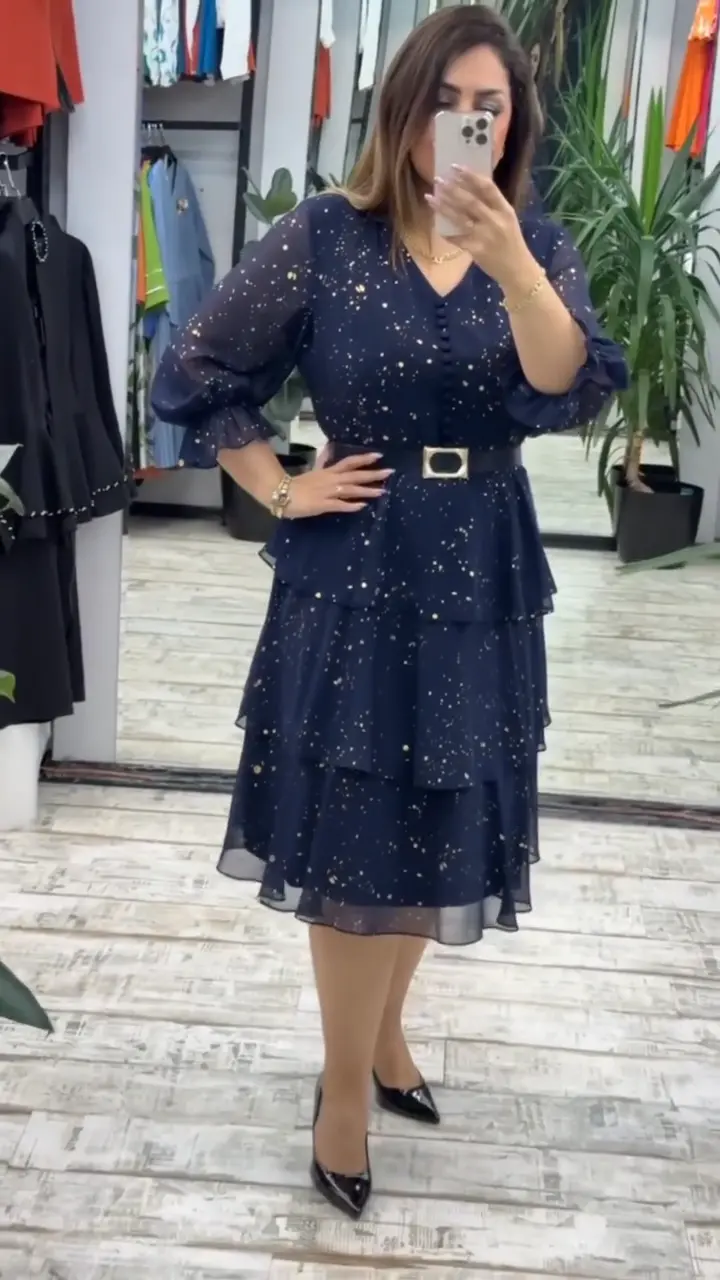 💞[S-5XL]Висококачествена шифонена рокля