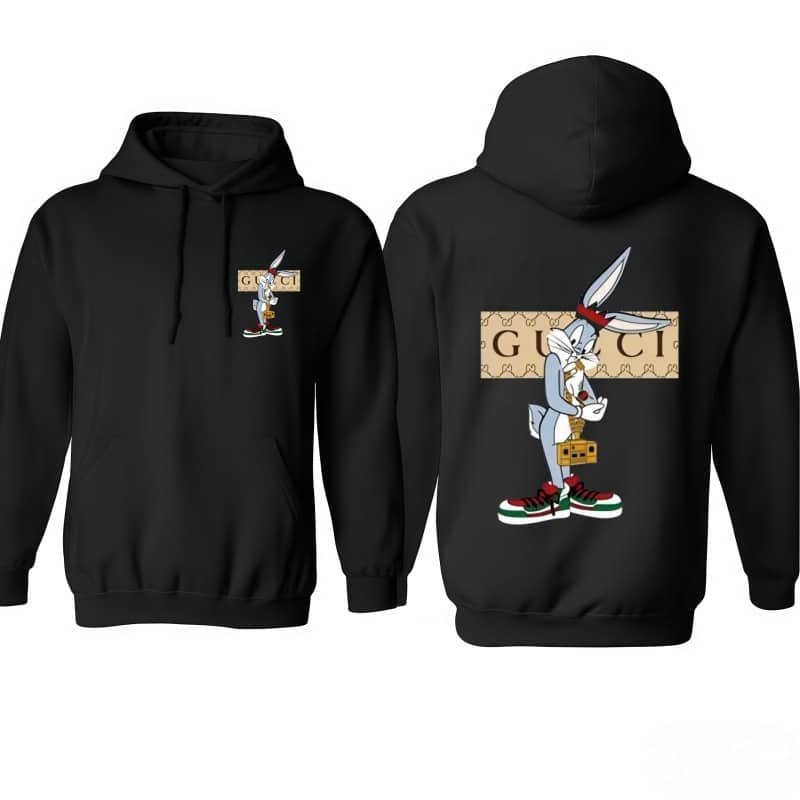 Cartoon Bunny Double-Sided Graphic Unisex Hoodie – Stylish Casual Hooded Top for Daily Wear street fall outfits,streetwear,y2k clothing,2000s outfits,outfits men,kpop demon hunters merch-teelabpro