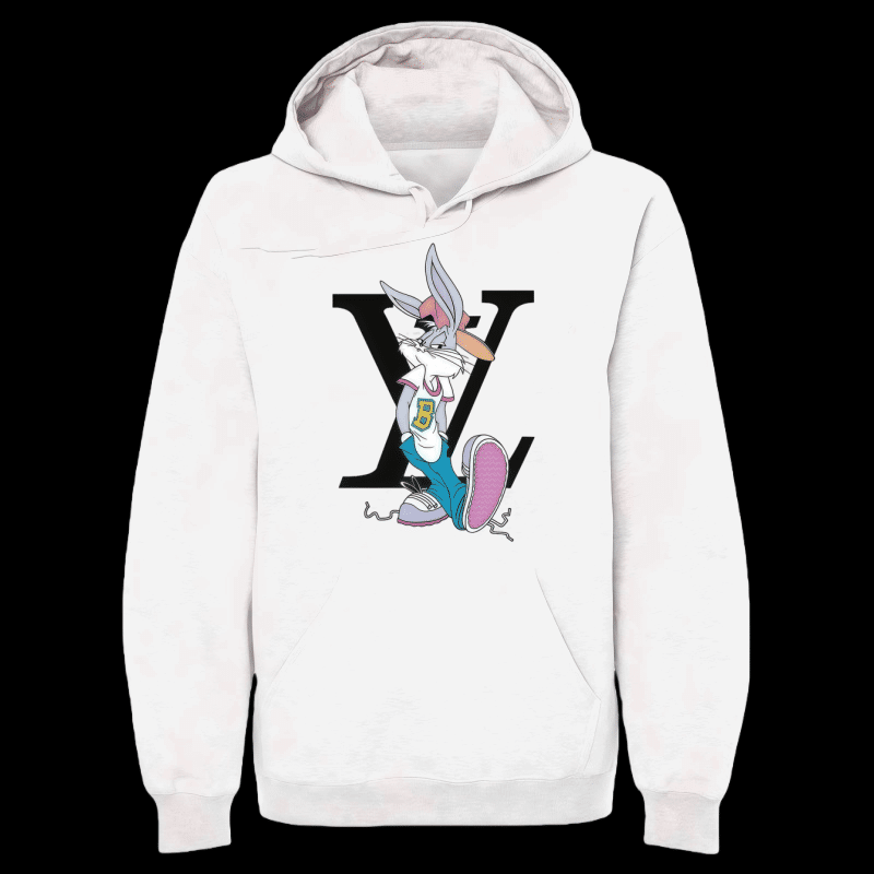 Unisex Vibrant Bunny & Logo Graphic Hoodie – Soft Casual Street Style Top for Spring & Autumn street fall outfits,streetwear,y2k clothing,2000s outfits,outfits men,kpop demon hunters merch-teelabpro