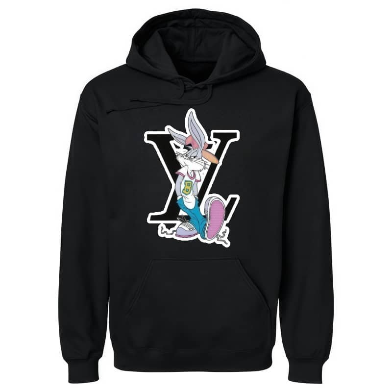 Unisex Vibrant Bunny & Logo Graphic Hoodie – Soft Casual Street Style Top for Spring & Autumn street fall outfits,streetwear,y2k clothing,2000s outfits,outfits men,kpop demon hunters merch-teelabpro