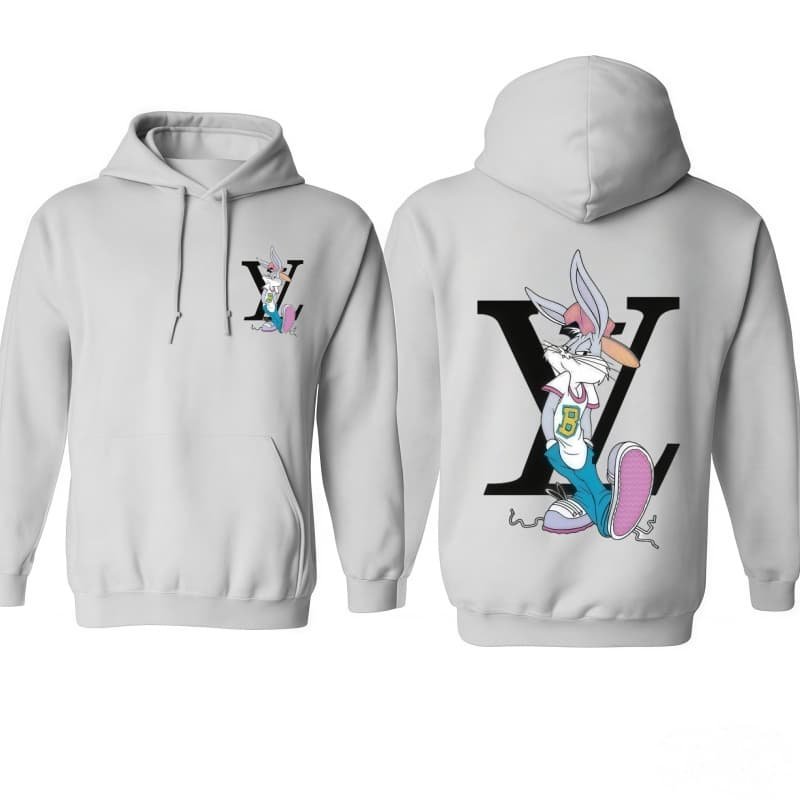 Bunny & Logo Graphic Unisex Hoodie – Soft Casual Street Style Top for All Seasons street fall outfits,streetwear,y2k clothing,2000s outfits,outfits men,kpop demon hunters merch-teelabpro