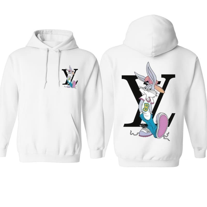 Bunny & Logo Graphic Unisex Hoodie – Soft Casual Street Style Top for All Seasons street fall outfits,streetwear,y2k clothing,2000s outfits,outfits men,kpop demon hunters merch-teelabpro